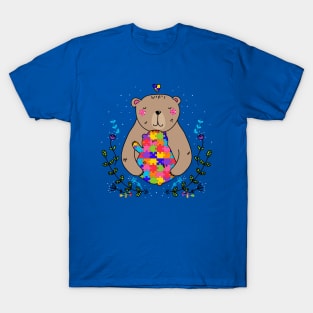 floral autistic mama bear T-Shirt